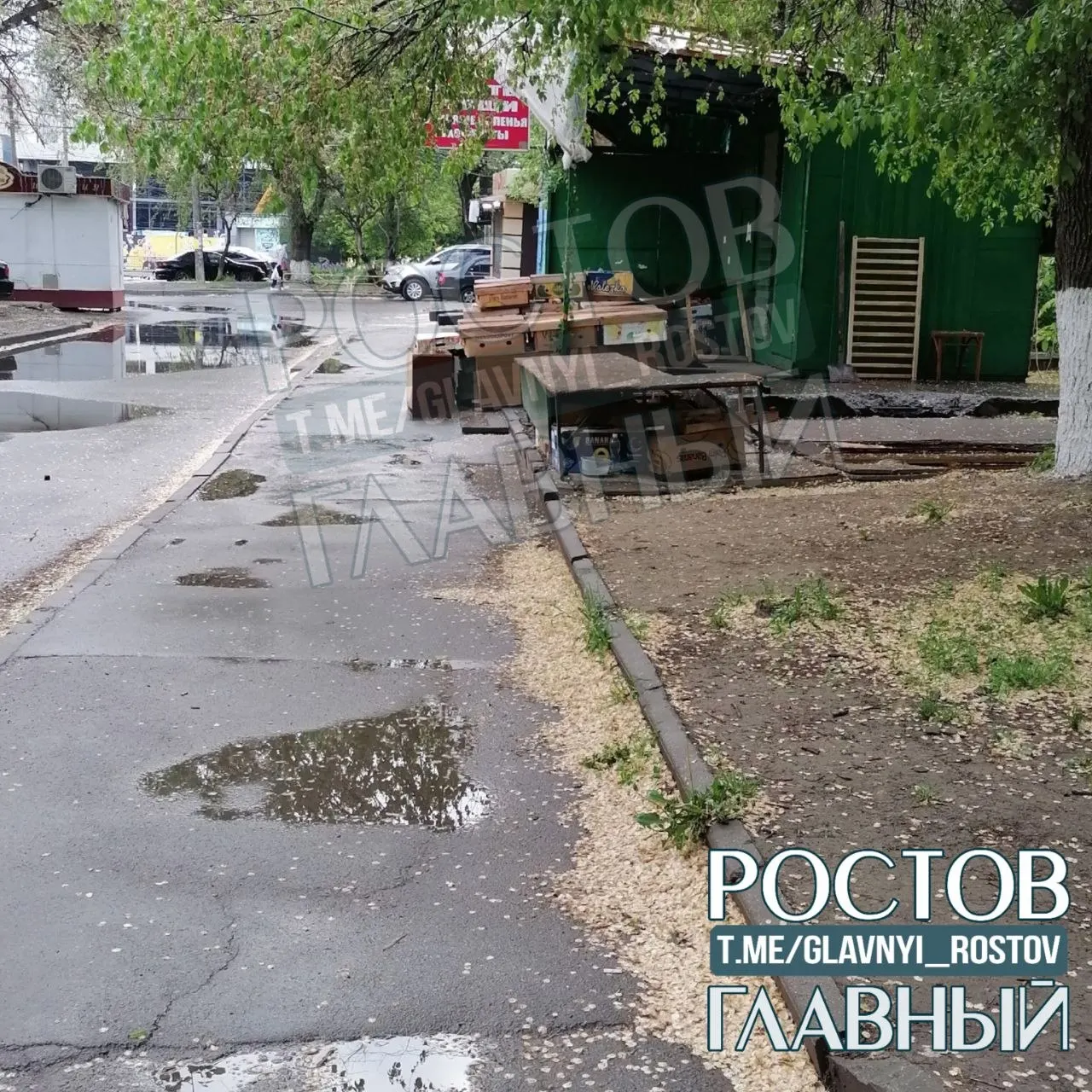 Жители Ростова-на-Дону жалуются, что торговая точка занимает пешеходную зону и заставляет людей выходить на проезжую часть, а рядом стоящая мусорная площадка заполняется всего за три дня после уборки.
