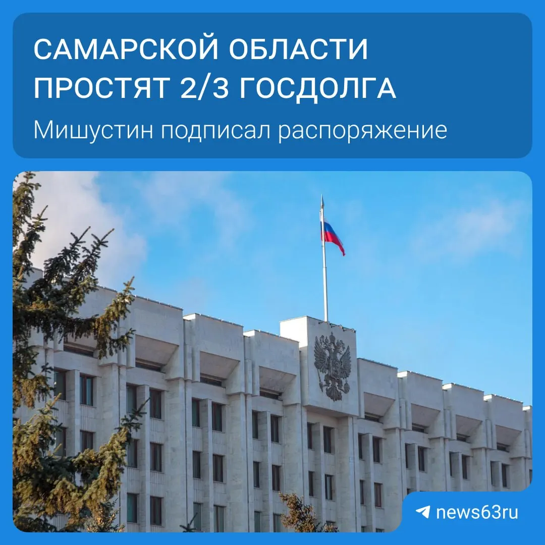 Правительство подписало распоряжение о списании долга Самарской области на 20,8 млрд руб. В списке — 21 регион, общая сумма списаний превышает 114 млрд рублей; средства будут списывать в течение пяти лет, а высвободившиеся средства направят на дороги, социальные программы и инфраструктуру.