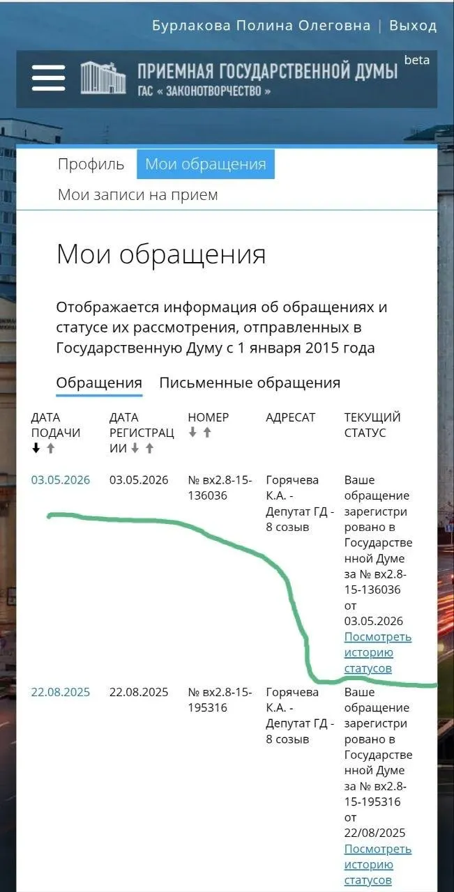 Юристка и волонтёрка Полина Бурлакова обратилась к депутату Госдумы с требованием перевести одобренные экспертной группой инициативы об охранных ордерах и мерах защиты пострадавших в законодательство.
