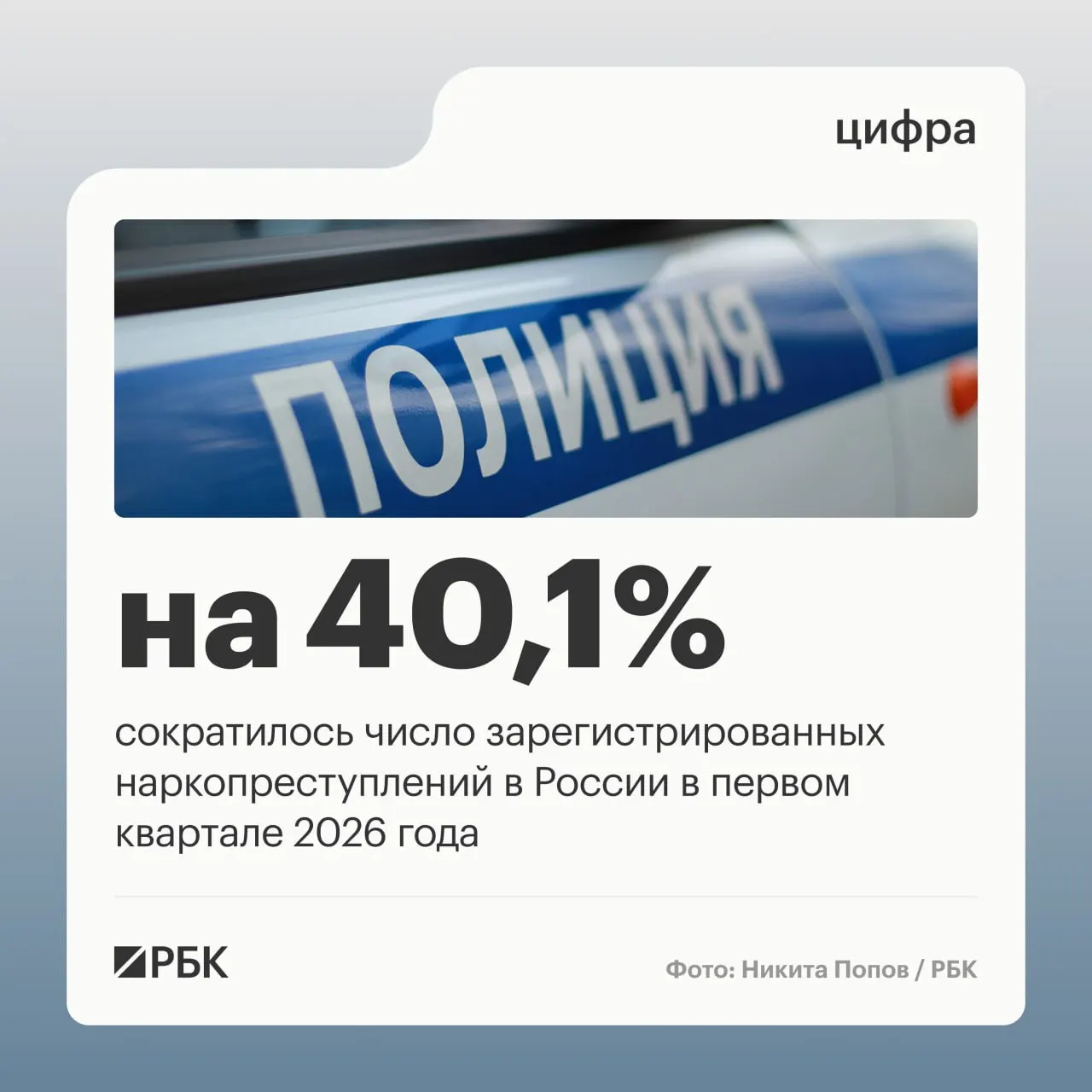 По данным аппарата Совета безопасности России, доля зарегистрированных наркопреступлений в структуре преступности снизилась с 12,8% до 9,2% в первом квартале. Снижение объясняют изменением правоприменительной практики, в результате чего число учитываемых эпизодов сократилось на 68,4%.