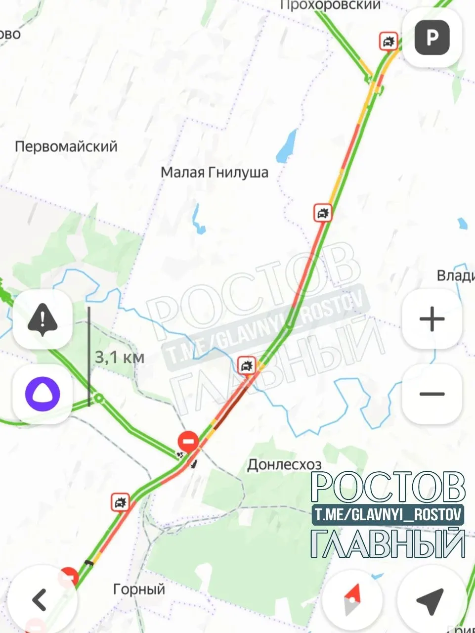 На участке трассы в районе поворота на Красный Сулин движение замедлено: автомобилисты жалуются на сужение проезжей части, длительные пробки и частые аварии.