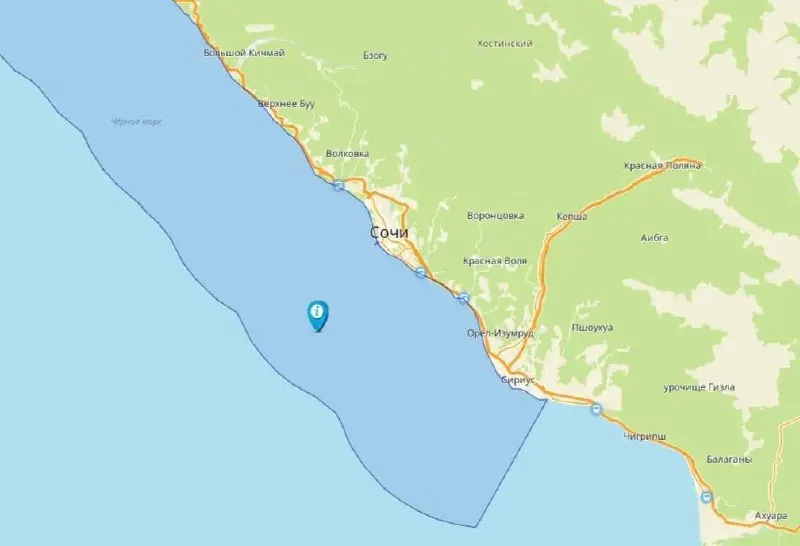 Недалеко от Сочи зарегистрирован подземный толчок в море на глубине примерно 5 километров; жители сообщили, что почувствовали вибрацию.