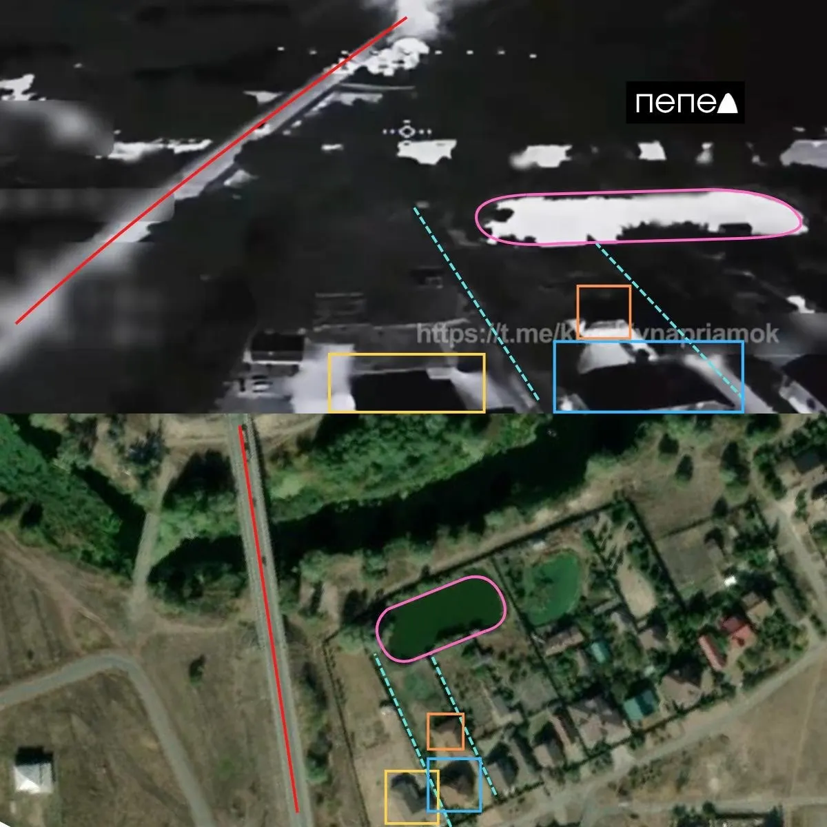В ролике видно приближение дрона к бронетехнике и удар по дороге в Белгородской области.