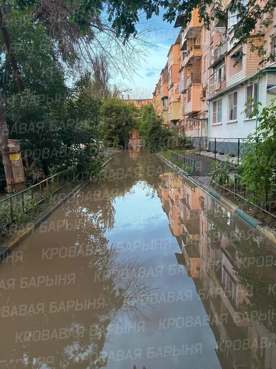 После дождей во дворе дома по улице Космонавтов образуются лужи, зимой — наледь; жильцы требуют решения проблемы и обращения к властям.