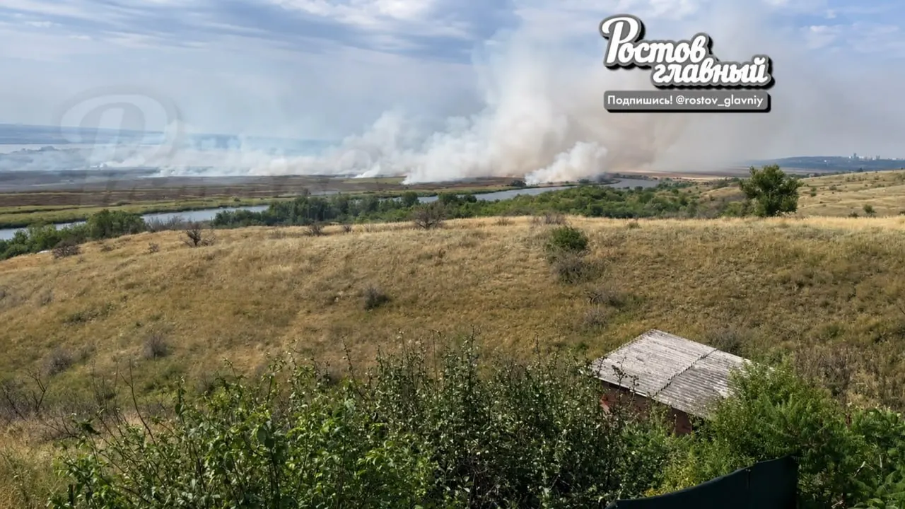 Пожар в камышовых зарослях возле Большелогского поселения Ростовской области охватил площадь около 300 кв.м; угрозы населённым пунктам нет.