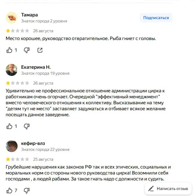 Сотрудницы цирка жаловались на тяжелые условия труда и запреты, конфликт перешел в переговоры; идут попытки примирения.