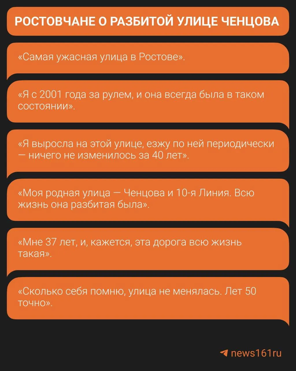 Ростовский блогер и жители сообщают о том, что улица Ченцова в Пролетарском районе не ремонтировалась десятилетиями, что вызывает недовольство горожан.